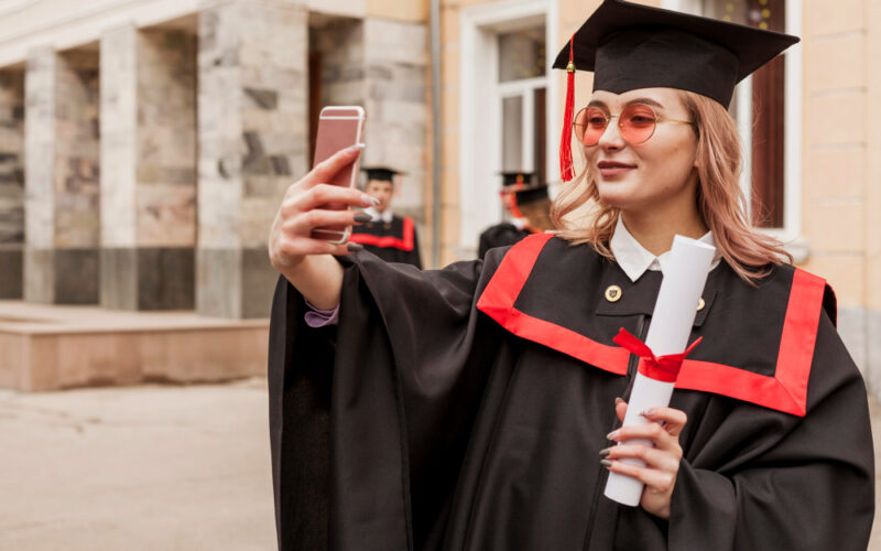 Image of a student taking selfies