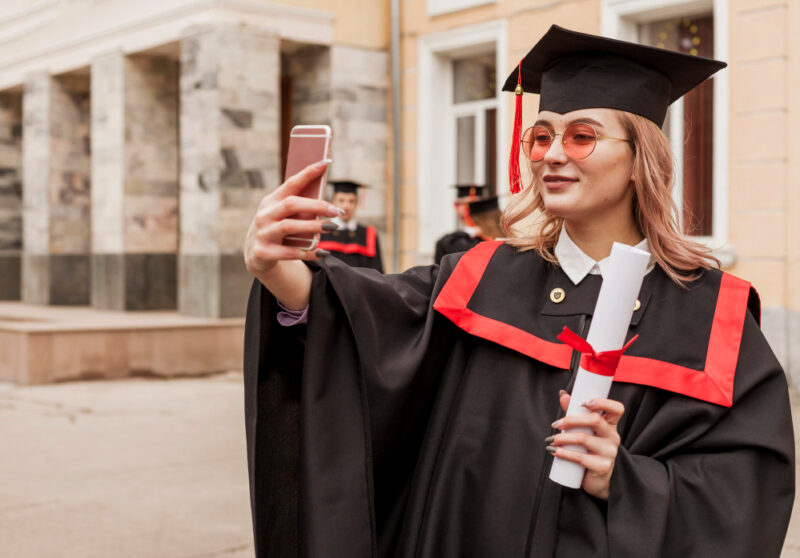 Image of a student taking selfies